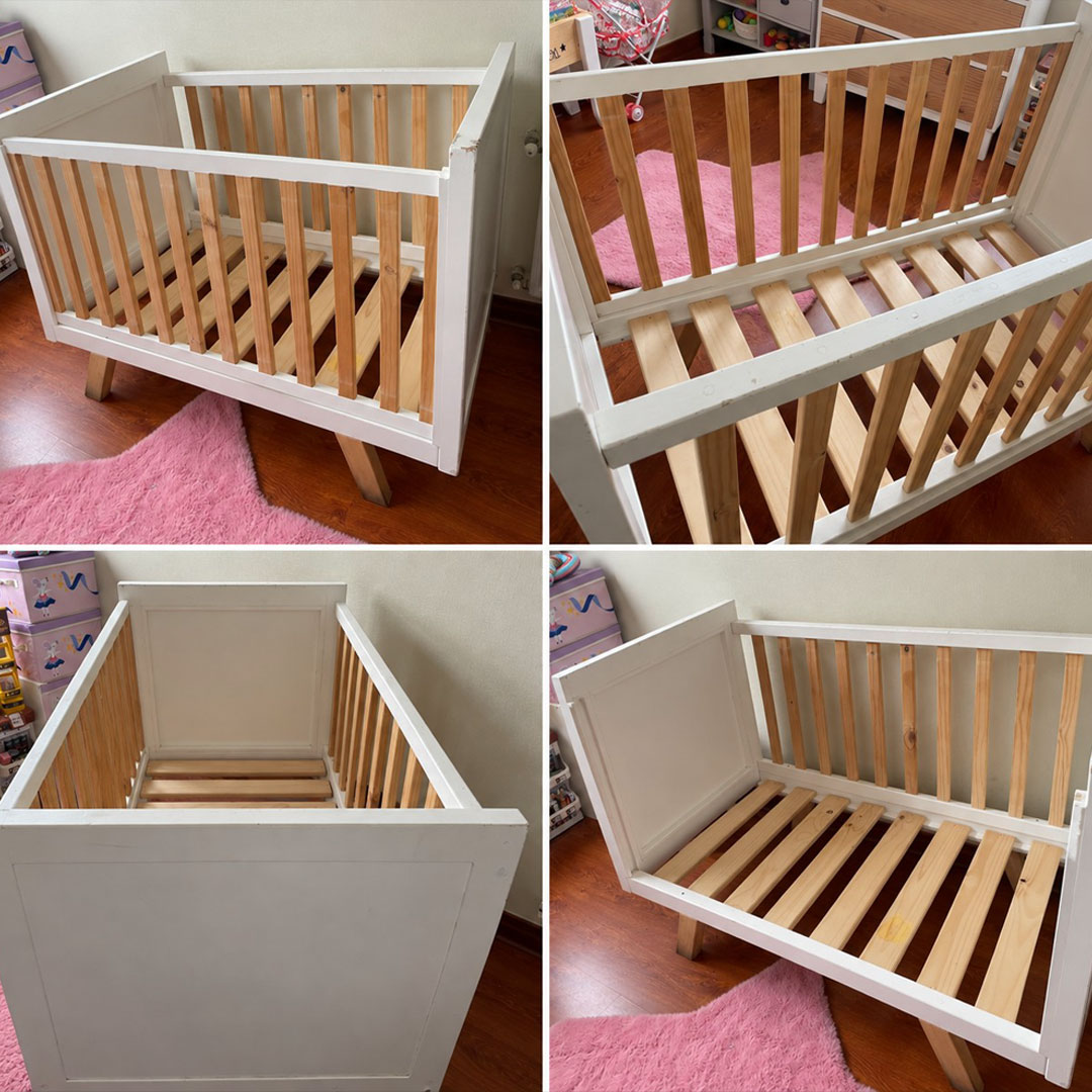 Cuna + Colchon + Comoda / Regalo : Cubrecama Baby Rosen + protector de segunda mano en Chile